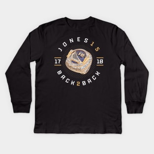 Damian Jones 15 Back 2 Back Championship Ring 2017-18 Kids Long Sleeve T-Shirt